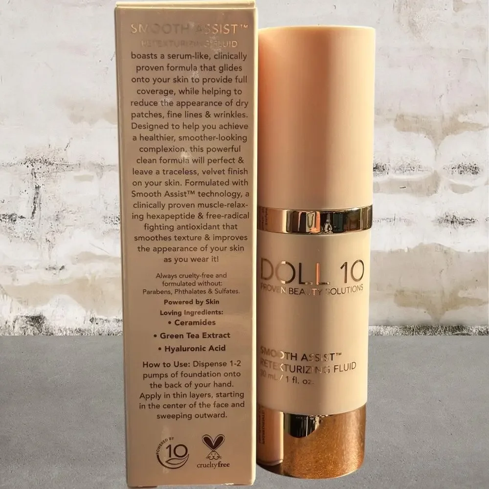 Doll 10 Beauty Smooth Assist Retexturizing Fluid in Tan NIB - $46 MSRP